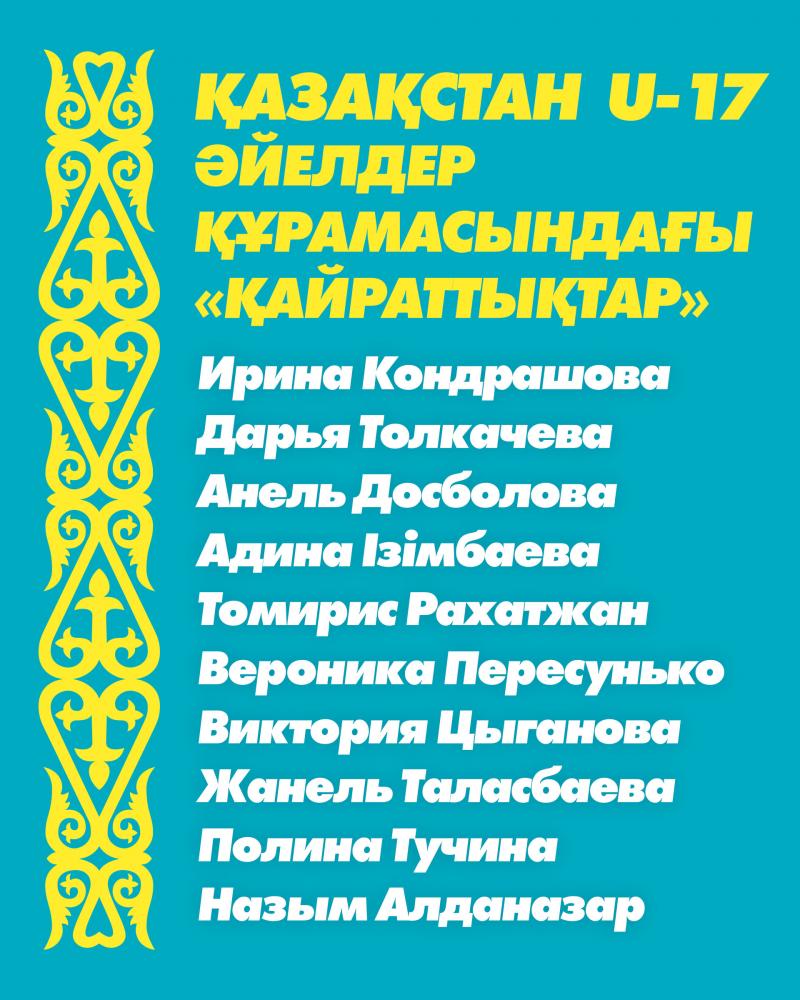 10 игроков «Кайрата» вызваны в женскую сборную Казахстана U-17